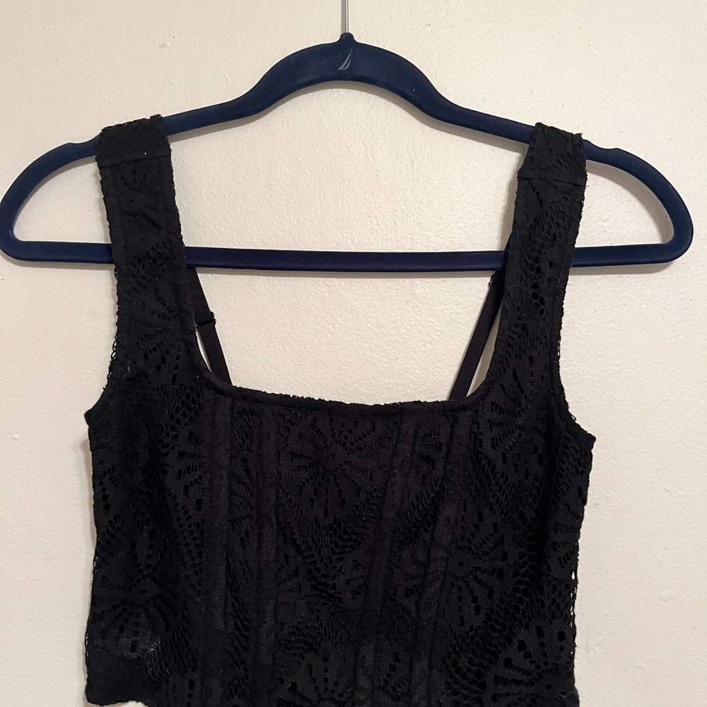 American Eagle Outfitters Black Lace Crop Top